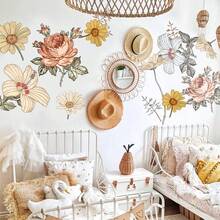 Large Daisy Pattern Wall Sticker, Self-Adhesive Removable PVC Decal, Fresh Minimalist Floral Wallpaper, Suitable For Living Room, Bedroom, Entryway, Corridor Decoration - Daisy Pattern - View 3