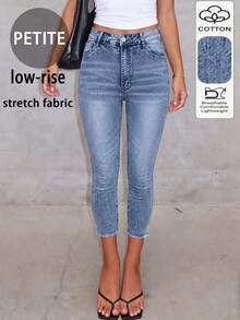 2025年新款时尚女式紧身牛仔七分裤，通勤百搭 - 淺色水洗藍 - 查看 1