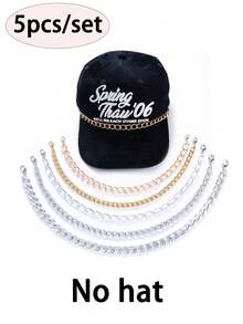 5/1pc Gold Hollow Chain Hat Chain, Multi-Layer Stackable Hat Accessory, Unisex Detachable Metal Chain, Suitable For DIY Mesh Baseball Cap (Hat Not Included) - Multicolor - View 10