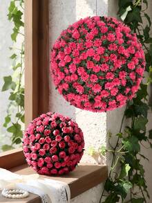 1pc Artificial Rose Ball, Available In Rose, White, Pink Colors, Sizes: 16cm(6.3in), 22cm(8.7in), Or 28cm(11in), Suitable For Wedding Decor, Party Favors, Artificial Grass Balls, Graduation Decor, Office/Living Room/Bedroom/Dining Room Decor, Party/Wedding/Garden Decor, Home Decor, School/Dorm Decor - Hot Pink - View 8