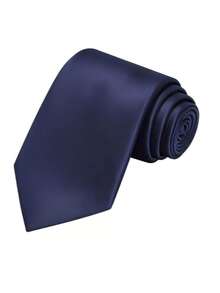 1PC Men's Solid Color Tie 5cm Formal Business Tie Men's Wedding Tie - Navy Blue - View 1