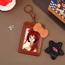 Bow Design PU Photocard Holder, Cute Idol ID Card Case With Detachable Keychain - Color - View 8
