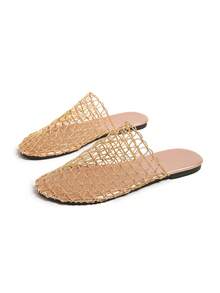 European And American Style New Women's Hollow Back Strap Comfortable Beach Flat Sandals Casual Slides - Gold - View 9