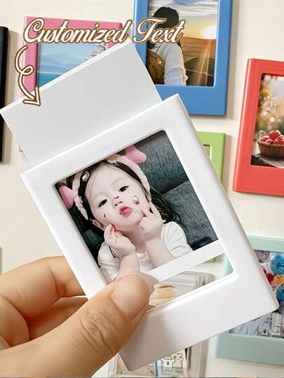 Personalized Refrigerator Magnetic Plastic Photo Frame For Fujifilm Instax Photo Paper Display - Family Memory Photo Collection Display Frame, Can Be Used As Decoration For Family Rooms, Living Rooms, And Offices, Christmas And New Year Gifts, Rectangular Frame, Bohemian Style, Durable Material, Lightweight Design, Photo Frame
