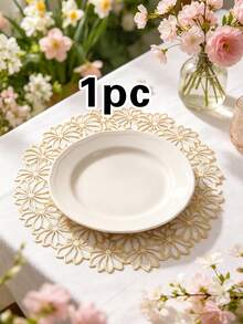 1/4/6pcs, Spring/Summer Floral PVC Gold Foil Placemats, Suitable For Home Dining Table Decoration, Heat-Insulating Mats, Protect Tabletop, Home Kitchen Tea Room, Minimalist Style, Wedding Holiday Party Placemats - Multicolor - View 11
