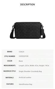 Túi đeo chéo nam in họa tiết Coach Jack CDZ95SVYZK - CDZ95SVYZK màu đen - Xem 5