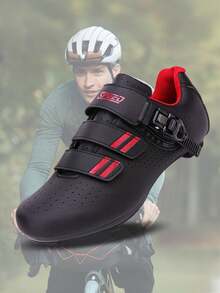 Giày đạp xe đường trường SPD Unisex thoáng khí, chống trượt, chống mài mòn, giày đạp xe ngoài trời chuyên nghiệp, giày đạp xe nam thoáng khí, đế cứng, giày đạp xe đường trường SPD dành cho nữ. - Đen và Đỏ - Xem 4