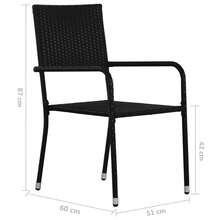 vidaXL Chaise à dîner de jardin empilable lot de 2 noir résine tressée - A - Voir 6