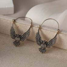 Pendientes de metal con águila vintage, joyería animal para mujeres, accesorios personalizados para uso diario, fiesta, transporte, estilo vintage en capas - Dorado - Ver 5