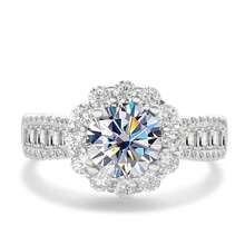 2 Carat Round Colorful Moissanite Ring, 925 Sterling Silver Women's Ring, Luxury Engagement/Wedding Ring, Suitable For Dates And Parties, Comes With Gift Box - One 2CT - View 10