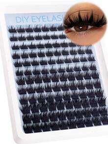 Pestañas postizas falsas agrupadas 300D+ (Largo 6-18mm) - Estilo Peak D Curl 120 grupos. Pestañas postizas falsas de grupo único densas, adecuadas para extensión de pestañas Peak DIY, extensión de pestañas de estilo de dibujos animados; Material de pelo de visón falso, diseño de raíz reforzada - DD - Ver 8