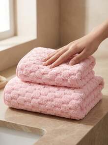 [Delivery Within 2-7 Days In The United States] Thickened Coral Fleece Bath Towel Set Maximum Absorbency Easy Care Machine Washable Elegant Pink Textured Face Towel For Family Household Guests College Students Ultimate Comfort Plush Shower Towel For Hotel Resort Gym Pool Home Bathroom Decor Spa Essential Drying Towels Bath And Shower Linens Sets Supplies - Nhiều màu - Xem 5