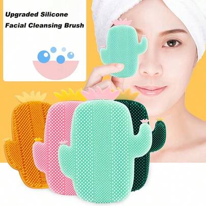 Silicone Facial Cleansing Brush, Portable Prickly Pear Shaped Face Brush For Gentle Exfoliation And Facial Massage, Silicone Facial Wash Brush Skincare Tool