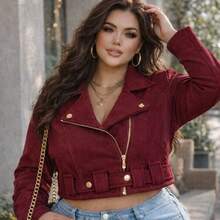 Premium Women's PLUS SIZE Suede Jacket From S To G4 - Burdeos - Ver 2