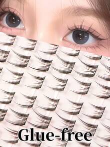 60pcs/Set No Glue Fairy Eyelashes, Korean Style, C Curl, 7-14mm Mixed Length, Self-Adhesive Design, Quick Makeup Application, Suitable For Beginners, Soft & Skin-Friendly, Reusable, Suitable For Daily, Commute, Date, Photography, Great Gift For Friends & Girlfriends - C - View 7