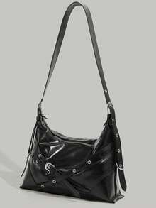JRESSIAL Y2K Motorcycle Paint Punk Style Shoulder Bag, Large Capacity Suitable For Commuting Crossbody Bag - Black - View 3