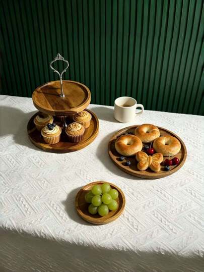 2-Tier Silver Cake Stand, Wooden Dessert Display Rack, Suitable For Cakes, Pastries, Cookies, Cheese, Kitchen Accessories And Tools, Kitchen Supplies, Ideal For Mother's Day, Easter, Thanksgiving, Suitable For Various Gatherings And Parties