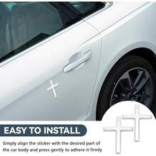 2  PCS Metal Cross Decals For Cars, 2.5"*1.8" Christian Car Emblem Badge Decals, 3D Self Adhesive Cross Stickers Car Accessories, Jesus Stickers For Cars Body Fender Tail (Silver) - 2PC-銀色 - 查看 4