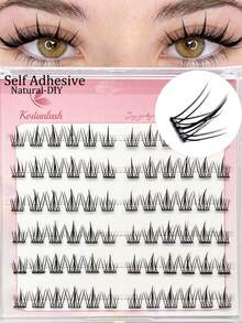72PCS Cluster Lashes Self Adhesive Pre Glued Lash Cluster Extensions Natural Wispy Soft Reusable Makeup Tools Individual Lashes Soft Daily Makeup - C - View 2