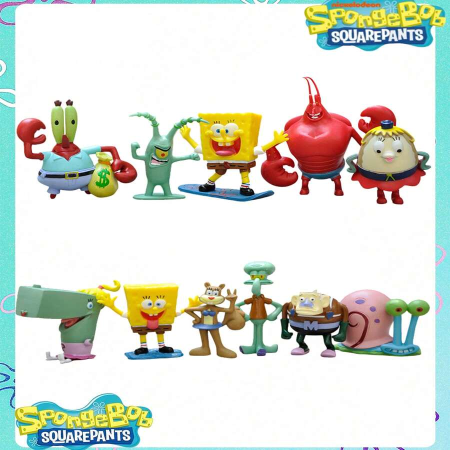 SpongeBob SquarePants SquarePants And Friends Decorations, Suitable For Desktop, Cake Topper, Aquarium Underwater Decor, Including Characters Like SquarePants, Squidward Tentacles, Eugene H. Krabs, Gary The Snail, Perfect For Holidays, Birthdays, Christmas Gifts, Christmas Stockings, Birthday Gifts, Home Decor, Christmas Decorations, Room Decor - one-size - View 1