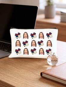 Custom Photo Cosmetic Makeup Bag, Personalized Teacher Gift Canvas Zipper Pouch, Multi-Purpose Travel Storage, For Teacher Appreciation Week, Back To School, First Day Of School, Teacher Thank You Gift, Organizer For Makeup Stationery Toiletries - Multicolor - View 10