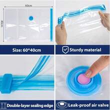12 piezas Juego de bolsas de almacenamiento al vacío con bomba de aire manual, que incluye 12 bolsas pequeñas rectangulares de plástico diseñadas para ahorrar espacio, ideales para guardar ropa y ropa de cama, también excelentes para viajes - transparente - Ver 5