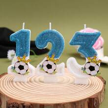 FIFA 足球主题数字生日蜡烛，世界杯球迷派对蛋糕装饰，营造氛围的生日烘焙配件，适合庆祝不同年龄段的场合，为生日派对增添运动主题氛围，打造个性化的庆祝时刻 - 多色 - 查看 3