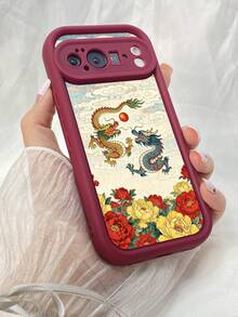 NR25 青と黄色のドラゴン,対応するPixel 10 9 8 Pro 9A 8A ケース、対応するiPhone17 16 15 14 13 12 11 Pro Max 7 8 16 15 14 Plus 16e 17e 17 Air ケース、フルカメラ保護ソフト TPU ケース、キャンディカラーエンジェルアイラダーマットシリコン肌に優しいタッチフォンケースカバー（女性＆女の子向け） - バーガンディ - チェックする 1