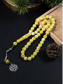 1pc Muslim 45 Beads Yellow Resin Islamic Prayer Beads, Smooth Texture Prayer Bracelet - Multicolor - View 4