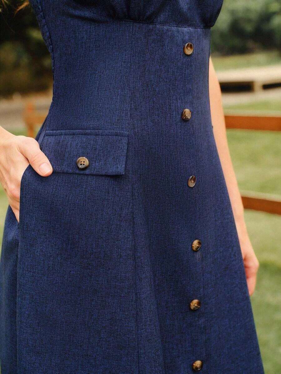 Women Midi Dresses - Azul - View 1