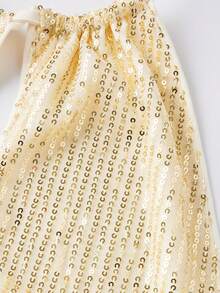 Women Sequin Halter Tops Slim Sparkly 3D Flower Cut Out Sleeveless Open Back Crop Shirts Trendy Summer Streetwear - Dorado - Ver 8