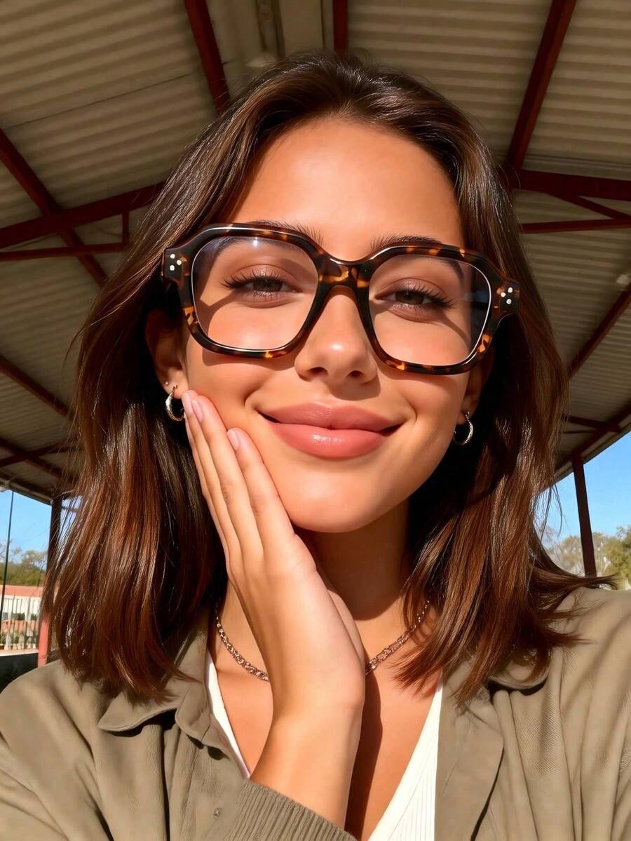 1 paire de lunettes pour femmes en matériau PC avec monture transparente. Lunettes de luxe, élégantes et polyvalentes, convenant pour la conduite, les fêtes, le bureau et les occasions décontractées. Adaptées à différentes formes de visage. - Multicolore - Voir 1