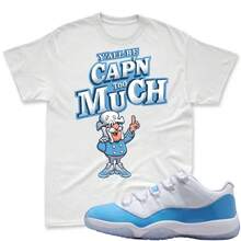 ¡CAP'N MUCH! Camiseta a juego con las jordans 11 Low University Blue, Camiseta a juego 11 University Blue White Low, Camiseta a juego 11 Low University Blue - forma - Ver 1