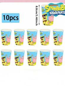 SpongeBob SquarePants Juego de 1/10/20 piezas de artículos para fiestas de Bob Esponja, incluye vasos de papel, servilletas, mantel y platos, adecuado para decoración y creación de ambiente de fiesta. Apto para reuniones familiares, fiestas al aire libre, fiestas de cumpleaños, eventos de discoteca, picnic y camping, ceremonias de graduación, celebraciones de bodas y actividades de regreso a clases. - Ver 14
