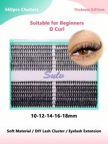 1 Hộp 560 sợi/28 hàng mi giả dạng chùm, Khay cỡ XXXL, hỗn hợp độ cong D 20D 10-12-14-16-18mm & 40D 10-12-14-16-18mm, Mi giả dạng chùm chất lượng cao tự làm, tự nhiên & dày, nhẹ - Xem 1