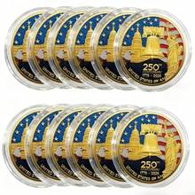 1pc 2026 United States Independence Day 250th Anniversary Commemorative Medal, 1776-2026 Reissue Coin, With Plastic Box And Eagle Challenge Coin Badge, Gold-Tone Metal Coin - View 1
