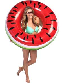 1pc Adult Inflatable Watermelon Swimming Ring - Fun Water Sports Accessory, Suitable For Adults, Essential For Beach, Made Of PVC Material. Brand New Inflatable Round Swimming Ring, Suitable For Summer Water Sports And Swimming Parties, Beach Essential Swimming Game - A - View 5