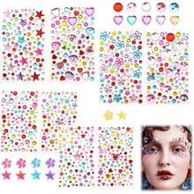 3228 Piezas Diamantes Autoadhesivas Brillos Para Decorar, Gemas Faciales, Piedritas Para Maquillaje, Diamantes Para Decoración Facial DIY, Decoración De Manualidades Para Cara, Ojos, Uñas (12 Hojas) - 912 - Ver 8