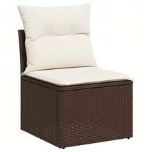 vidaXL Salon de jardin avec coussins 5 pcs marron résine tressée - A - Voir 5