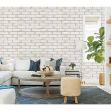 1 Roll Simple White Brick Pattern Self-Adhesive Wallpaper, Fashionable Brick Texture Wall Paper, Exquisite Indoor Decor Sticker, Suitable For Room, Kitchen And Cabinet Renovation, Easy To Install And Remove, Handmade Sticker - Modern Brick Wall - View 6