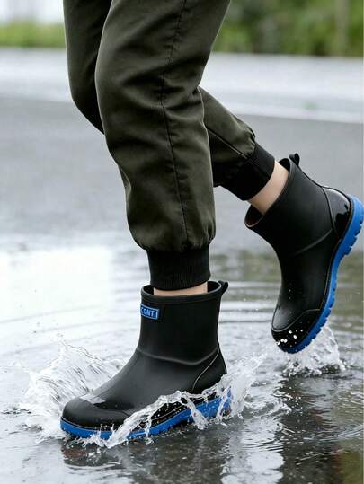 ESTILOPASO Botas de lluvia antideslizantes de moda para hombres - Nuevas botas de goma impermeables (hasta la pantorrilla y hasta el tobillo) | Adecuadas para repartidores, trabajadores de la construcción, pesca y jardinería al aire libre | Botas de trabajo a prueba de barro, fáciles de limpiar para la granja, la cría, actividades acuáticas y días lluviosos
