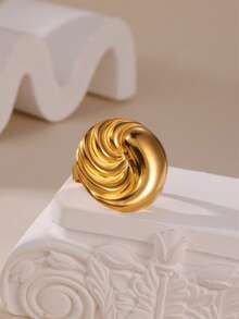 1枚简约不锈钢花朵开口戒指，适合女性日常、节日、派对佩戴，也可作为母亲节礼物 - 花朵 - 查看 27