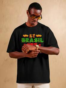 Oversized T-Shirt "Its Brazil Not Brazil" Fun Print World Cup REF 3559 FLUXOGEEK - Negro - Ver 6