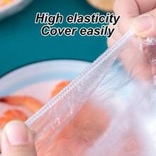 100pcs/300pcs Disposable Cling Film Set And Disposable Shower Cap Set, Suitable For Covering Food Containers, Made Of PE Material, Easy To Store, Odor-Proof, Essential For Kitchen, Father's Day Gift - Multicolor - View 3