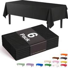 Plastic Table Cloth Disposable 12 Pack, 54 X 108 Inch Table Cloths, Halloween Party Decorations, Summerween Decor, Halloween Tablecloths, Rectangle, Plastic Cover, Waterproof, Black - Black Tablecloth - View 13