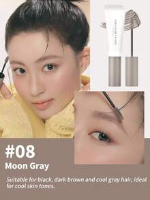 Rom&Nd Han All Brow Cara #08 Moon Gray 1 支 9g，子彈頭細刷頭快乾防水冷灰調眉彩，適合深黑髮日常酷感妝容 - 08 月灰 - 查看 1