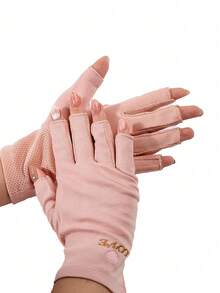 1 đôi găng tay vẽ móng màu hồng, bảo vệ tay khỏi tia UV, thích hợp sử dụng với đèn làm móng và máy sấy gel. - Hồng - Xem 4