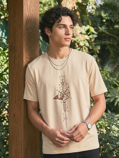 Open Phase Men's Outdoor Mountain Graphic Print Short Sleeve T-Shirt, Comfortable & Breathable, Fashionable For Summer , Retro American, Unisex, Relaxed Fit Summer Outfits – Suitable For Everyday Wear And Summer Holiday Outfits.