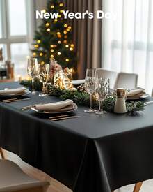 Plastic Table Cloth Disposable 12 Pack, 54 X 108 Inch Table Cloths, Halloween Party Decorations, Summerween Decor, Halloween Tablecloths, Rectangle, Plastic Cover, Waterproof, Black - Black Tablecloth - View 7