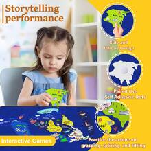 World Map Felt Puzzle Toy - Continents & Oceans, Montessori Geography Educational Toy, Early Learning Teaching Aid For Children - 彩色 - 查看 5